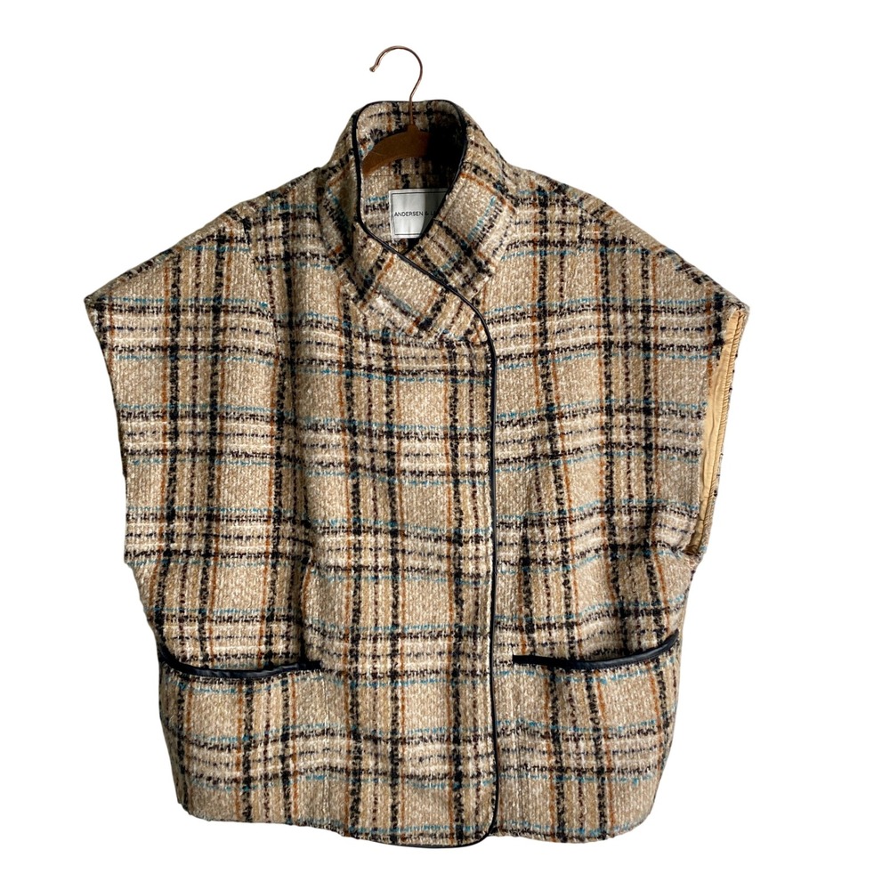 Andersen & Lauth Anthropologie Plaid Tweed Vest Dark Academia Plaid Outerwear